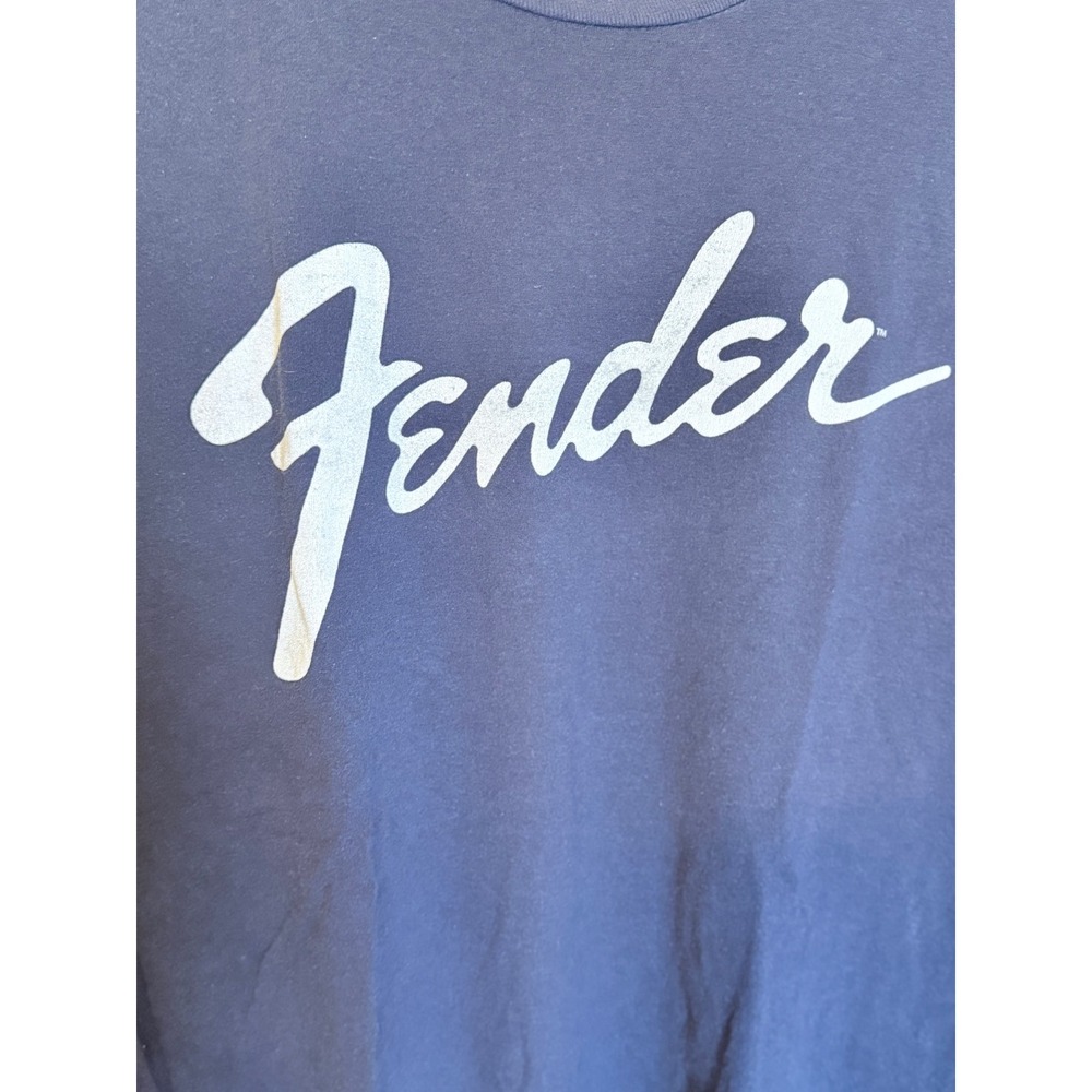 Fender Script Logo Graphic T-Shirt Mens Large Charcoal Grey Cotton Short Sleeve